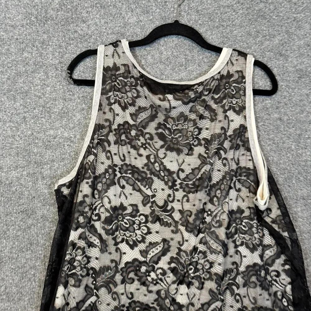 Michael Kors Shirt Womens 3X XXXL Black Lace Floral Boho‎ Tank Top Plus Size